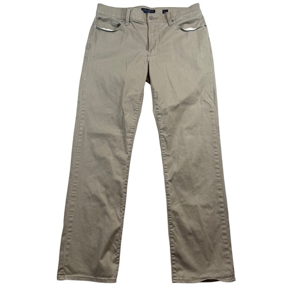 Lucky Brand 363 Vintage Straight Mens 32x32 Khaki Tan Stretch Chino Pants - Picture 2 of 8